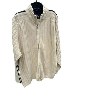 Y2K,Vintage NWOT sweater M. &  L .chunky cable knit,fisherman,front zip,neutral